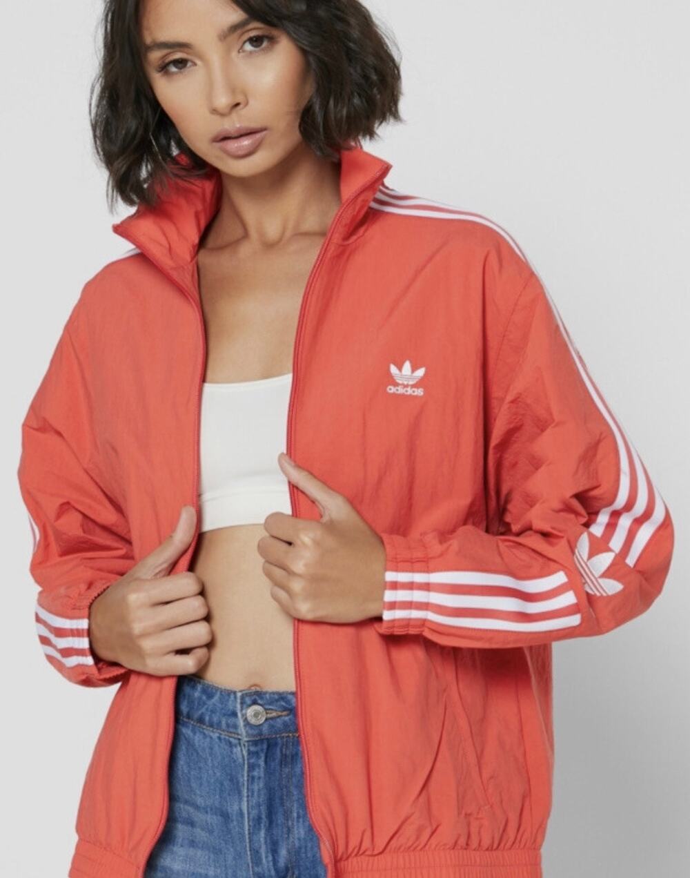 Adidas Originals Woven Track Jacket Windbreaker Coral Scarlett Y2K Retro M $80